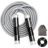 1LB Weighted Jump Ropes for fitness Women Men, Aluminum Handles for MMA, Boxing, CrossFit, Weight-loss Workouts, Tangle-Free Ball Bearing Rapid Speed Skipping Jump Rope with Adjustable 9mm Cotton & PVC Cord