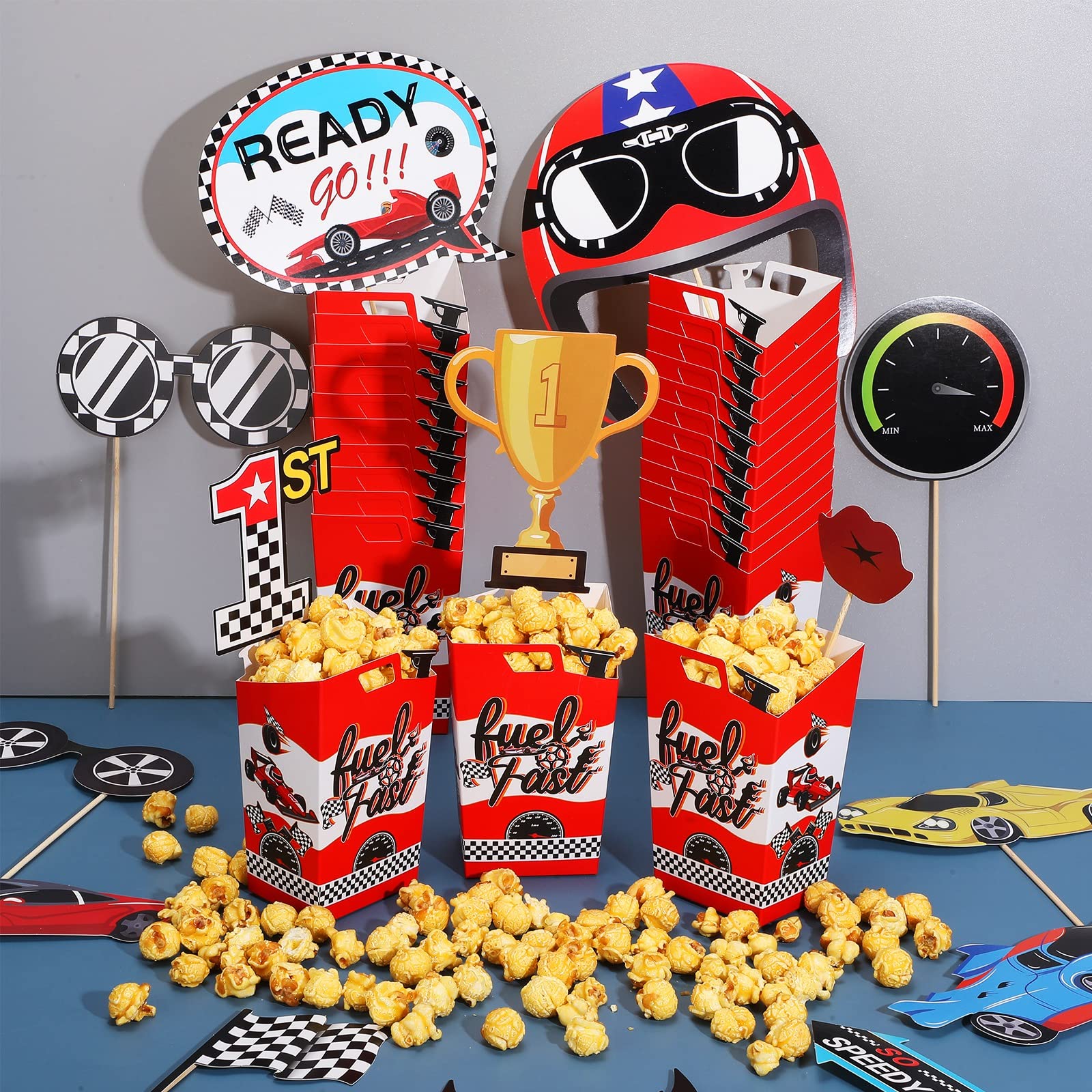 Buy 24 Pieces Popcorn Boxes for Party Race Car Themed Treat Box Fuel