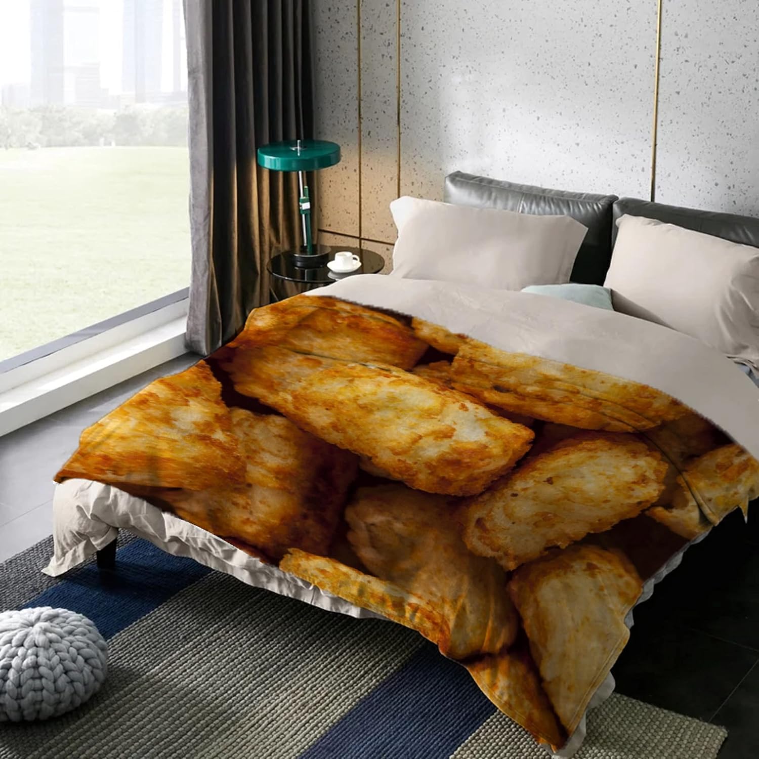 Golden Potato Tater Tots Sofa Throw Blanket Flannel Super Soft Fleece Beach Picnic Bedspread Home Decor All Season for Baby Dog Bed Couch Living Room Medium 60x50In(Travel) Teens