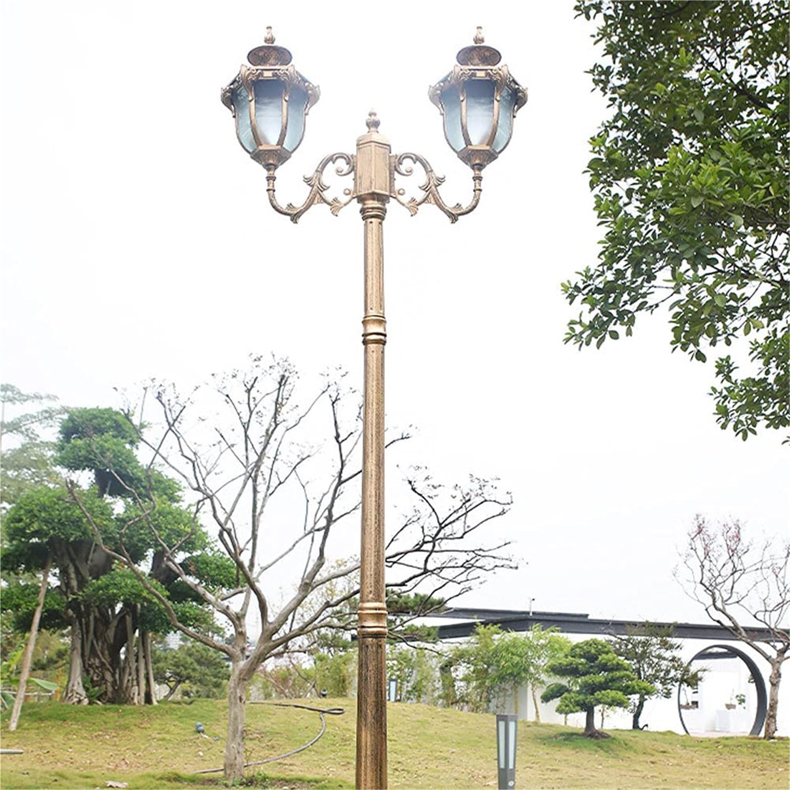 Lampy Zewnętrzne Na Patio, Słupki Do Lamp Zewnętrznych, Wodoodporne Lampy Uliczne, Europejskie Lampy Ogrodowe W Stylu Retro, Lampa Na Słupku Do Alejek Ogrodowyc(Wysokość 250 Cm)