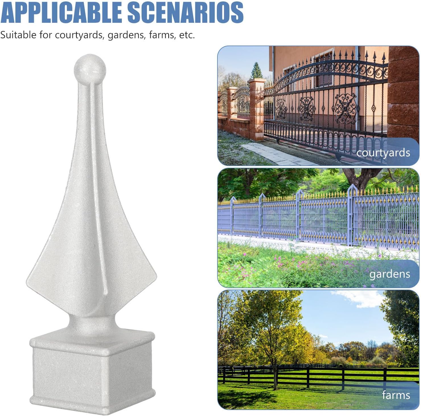 Fence Finials 4pcs Aluminum Alloy Silver Outdoor Decorative Post Caps | Corrosion-resistant, Anti-rust, Scratching-resistant Build, Sturdy Structure, Elegant Eye-catching Shape
