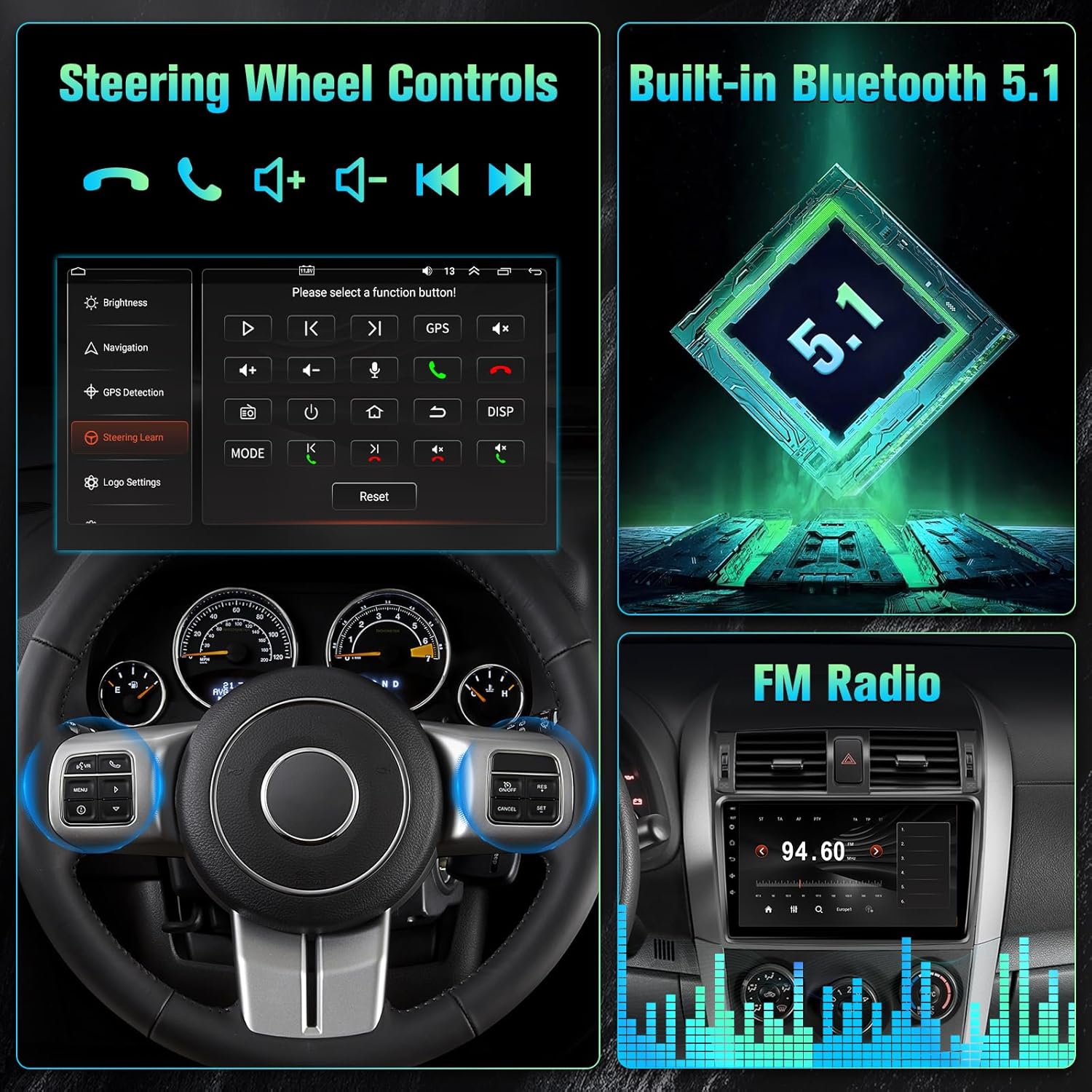 Android 12 Car Radio for Toyota Corolla 2009 2010 2011 2012 2013 with Wireless Carplay Android Auto - 2+32GB 9 Inch IPS Touch Screen Head Unit for Corolla Stereo with GPS BT FM SWC + AHD Backup Camera