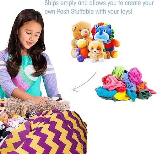 Miniatura 308 de Posh Funda de Silla Puf Rellenable para Almacenamiento de Animales de Peluche para Niños - Organizador de Juguetes Infantiles, Grande-38 - Lona
