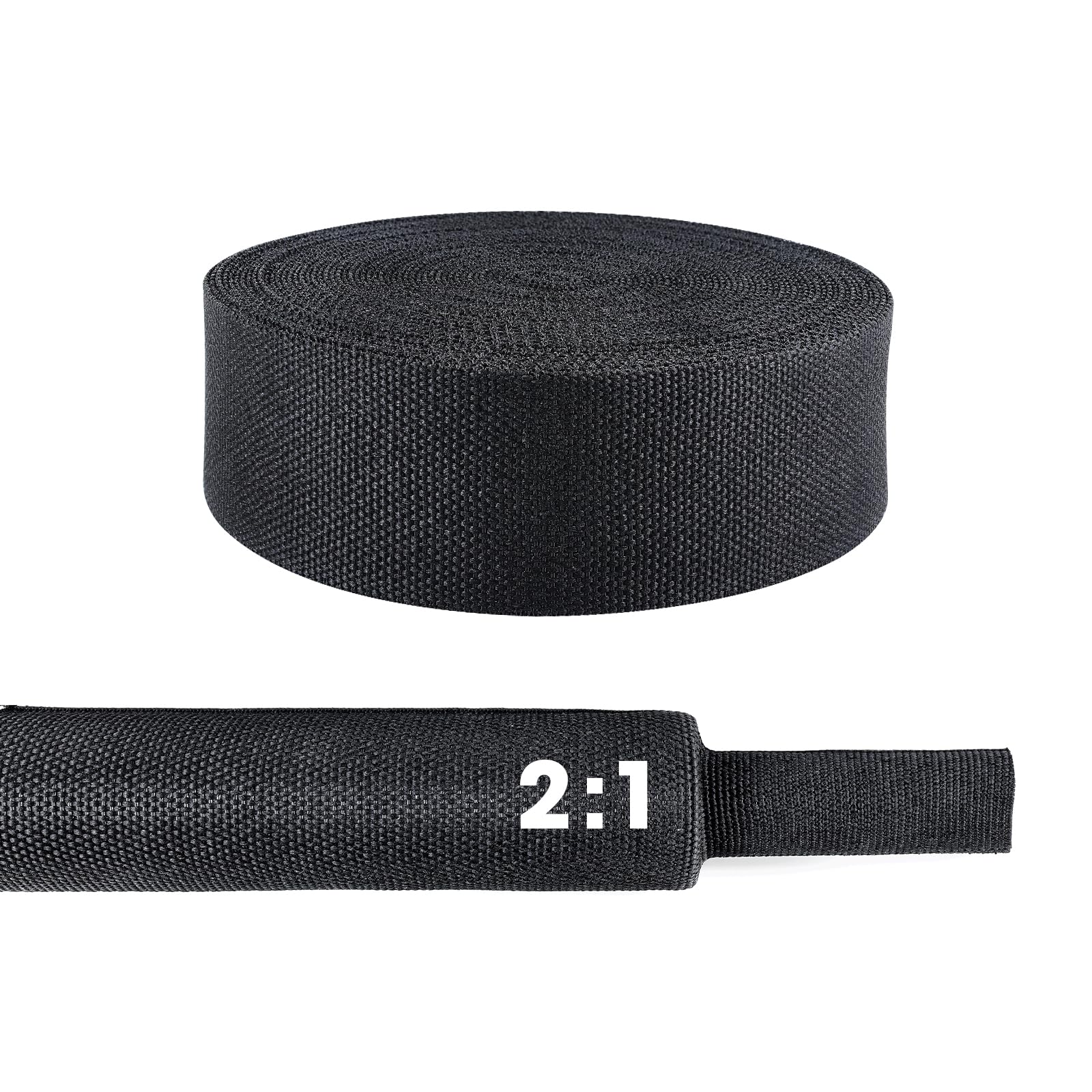 Sonoreboom 2 in 1 Ratio Heat Shrink Fabric Braided Sleeving, 1" - 24 feet Soft, Flexible and Sealing Black Shrinkable Braiding Sleeve