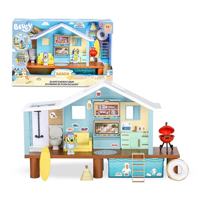 Bluey - Beach Cabin Playset, casa de la Playa del Perrito Azul, Juguete con Figura, con Accesorios, Piscina…