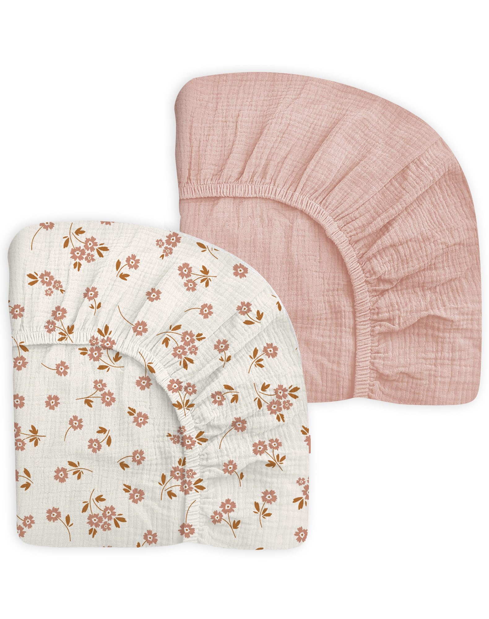 Crib Sheets for Baby Boy Girl 2 Pack, Fitted Crib Mattress Sheet 28" x 52", Muslin Toddler Bedding with Neutral Style, Nursery Bedding Essentials (