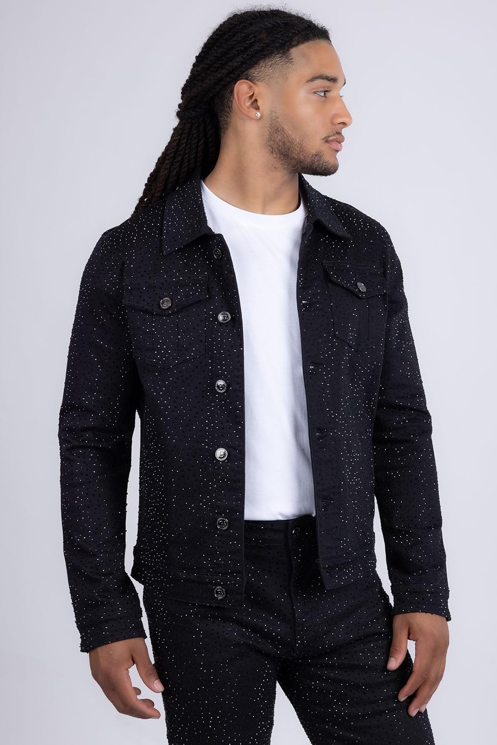 Barabas Men's Rhinestone Denim Casual Luxury Jacket 5JVS03