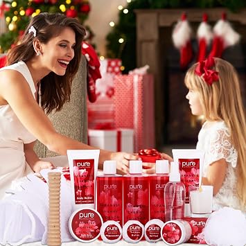 Spa Gift Basket For Women - Japanese Cherry Blossom Spa Set. Christmas Bath and Body Gift Basket for Girlfriend/Wife. Bath & Body for Holiday Gift #1 Spa Basket for Her