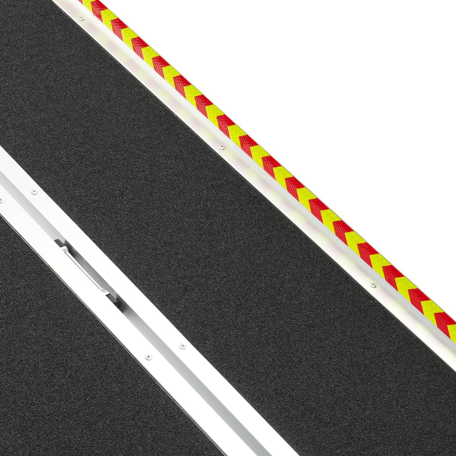 OUKANING Rampa plegable de aluminio para silla de ruedas, 72 x 122 cm, para silla de ruedas hasta 272 kg, con marcador lateral reflectante para escaleras, puertas