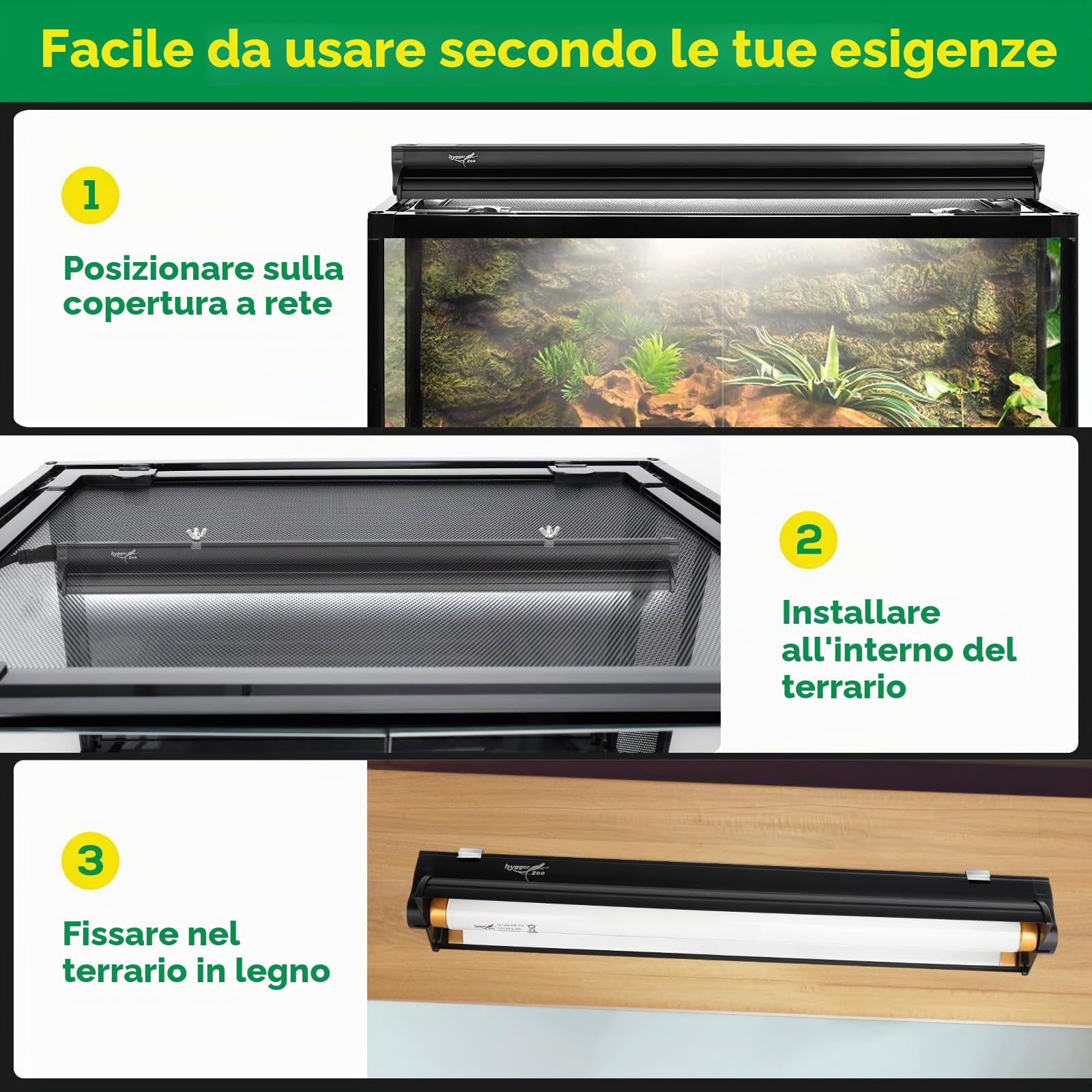 T5 UVB Rettile Lampada HO UVB Illuminazione Combo Kit di Illuminazione 10.0 UVB Luce per Rettili Terrari Cappuccio con 8W Rettile Barra di Luce UVA UVB Deserto Lampada per Barbuto Drago Tartaruga Tank