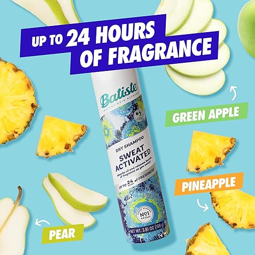 Miniatura 4 de Batiste Champú seco activado por el sudor, neutraliza el olor hasta 24 horas y evita la acumulación de sudor en el cabello, champú sin agua, 3.81