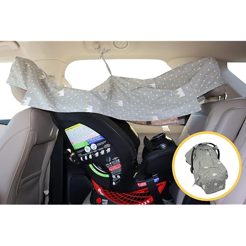 Universal Convertible Car Seat Cover Car Seat Shade Car Seat Sun Shade Extender Car Seat Canopy for Baby and Toddler Car Seat Rear Facing Forward Facing Backseat Sun Shade for Baby