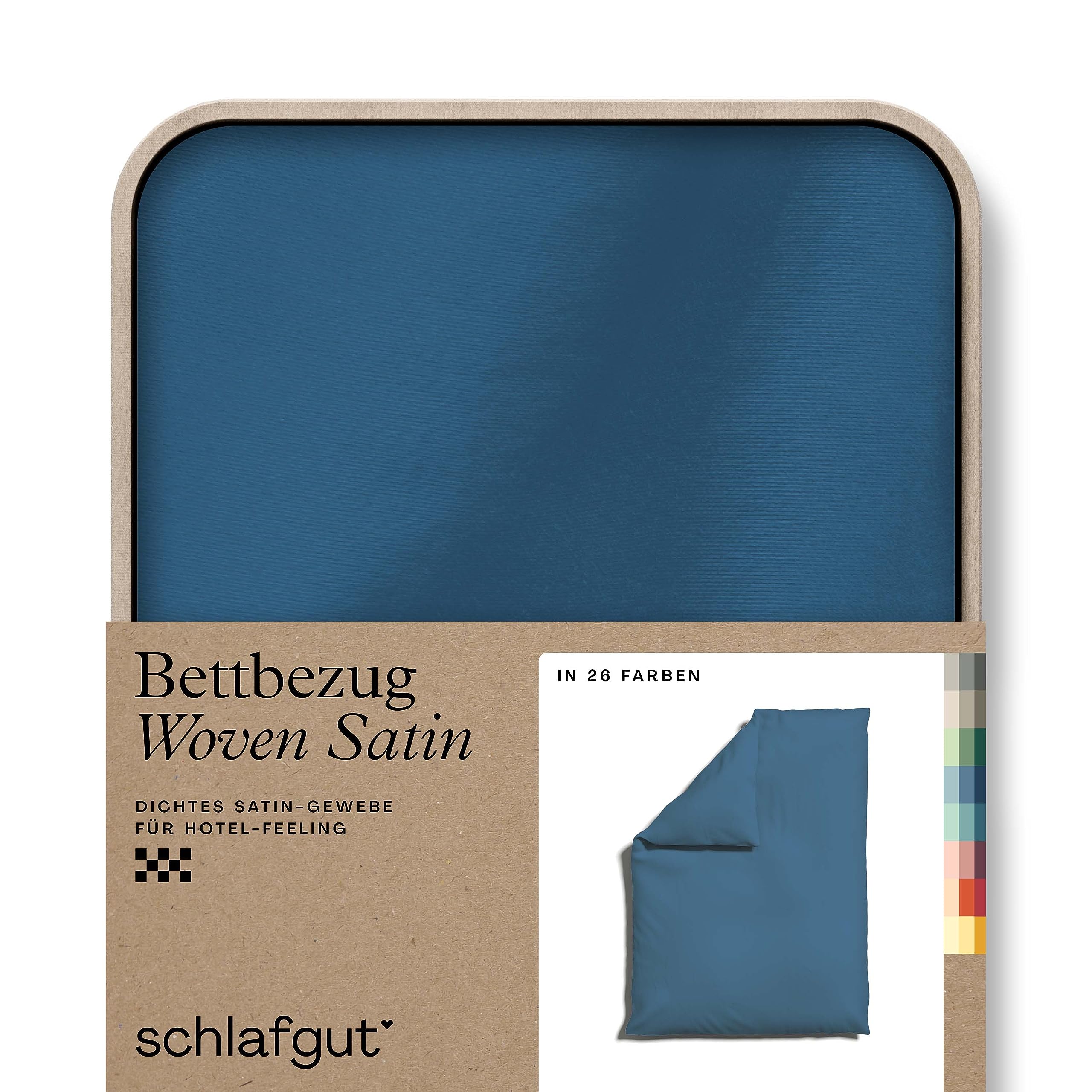 schlafgut Woven Satin Bettwäsche 155x220cm Bettdecke Bezug einzeln, Blue Mid Uni in Hotelqualität mit 100% Baumwolle