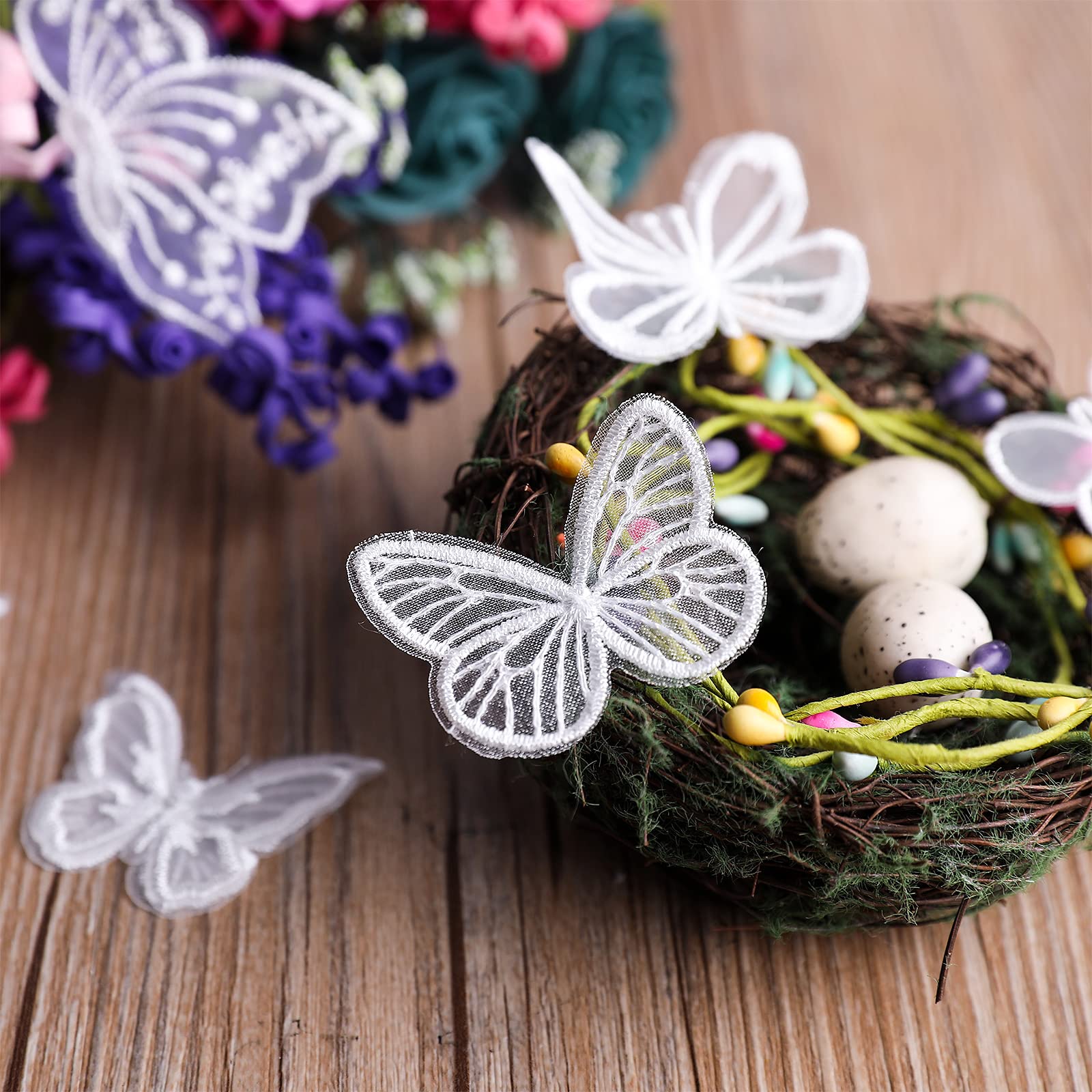 TRKETK Stickerei Schmetterlinge 20 Stück - Spitze Applikationen Für DIY