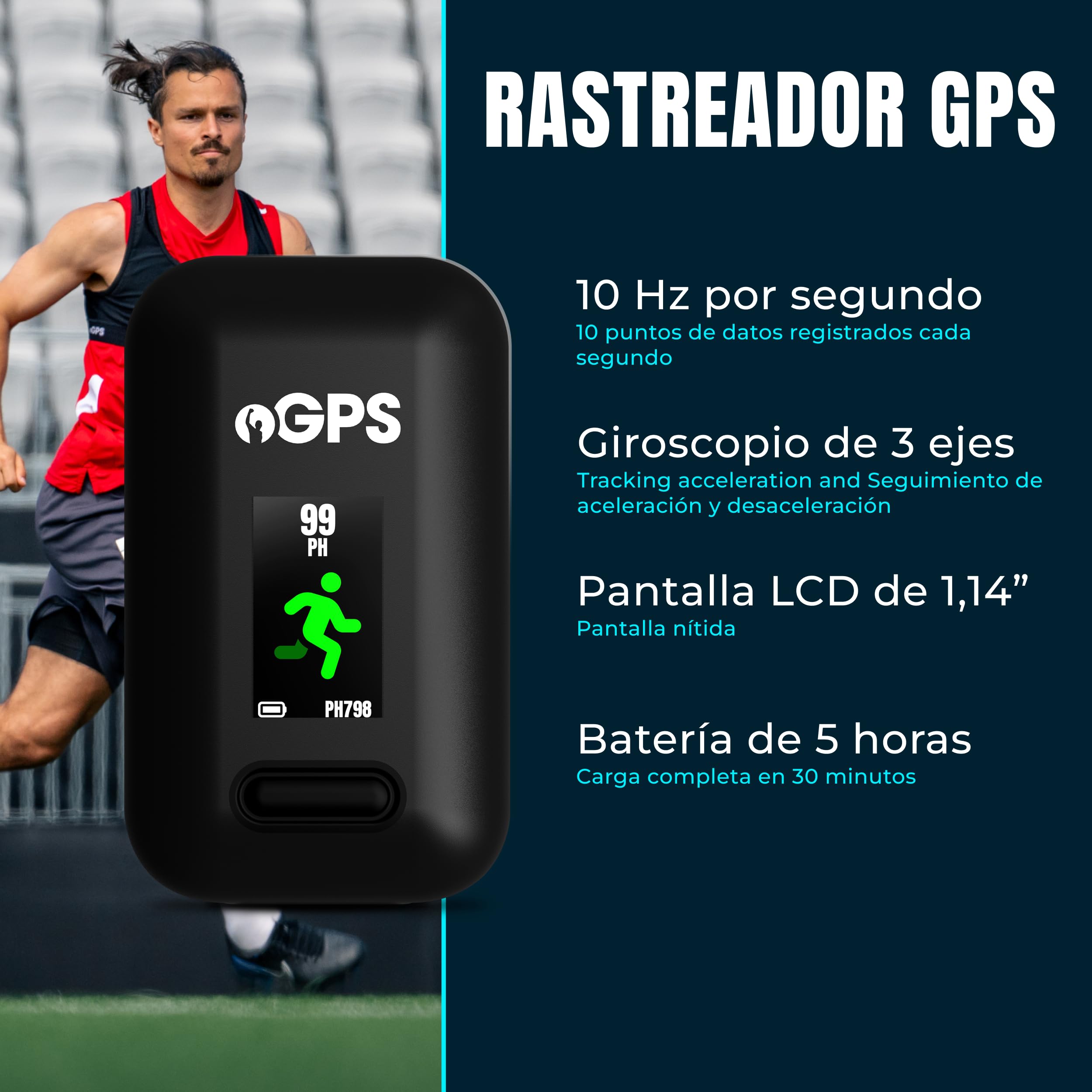 Rastreador de Jugadores con Chaleco - Tracker Deportivo con 18 Métricas - Suscripción 60 Días - Accesorios para Fútbol, Rugby y Hockey (M)
