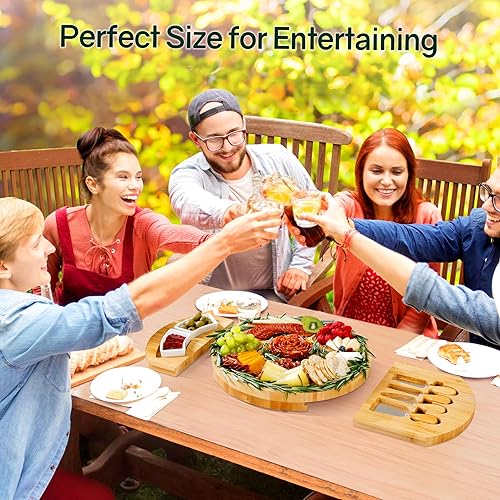 Miniatura 6 de Tablas de charcutería, tabla de queso Thereye con juego de cuchillos, juego de tablas de charcutería de bambú, regalo de inauguración de la casa,