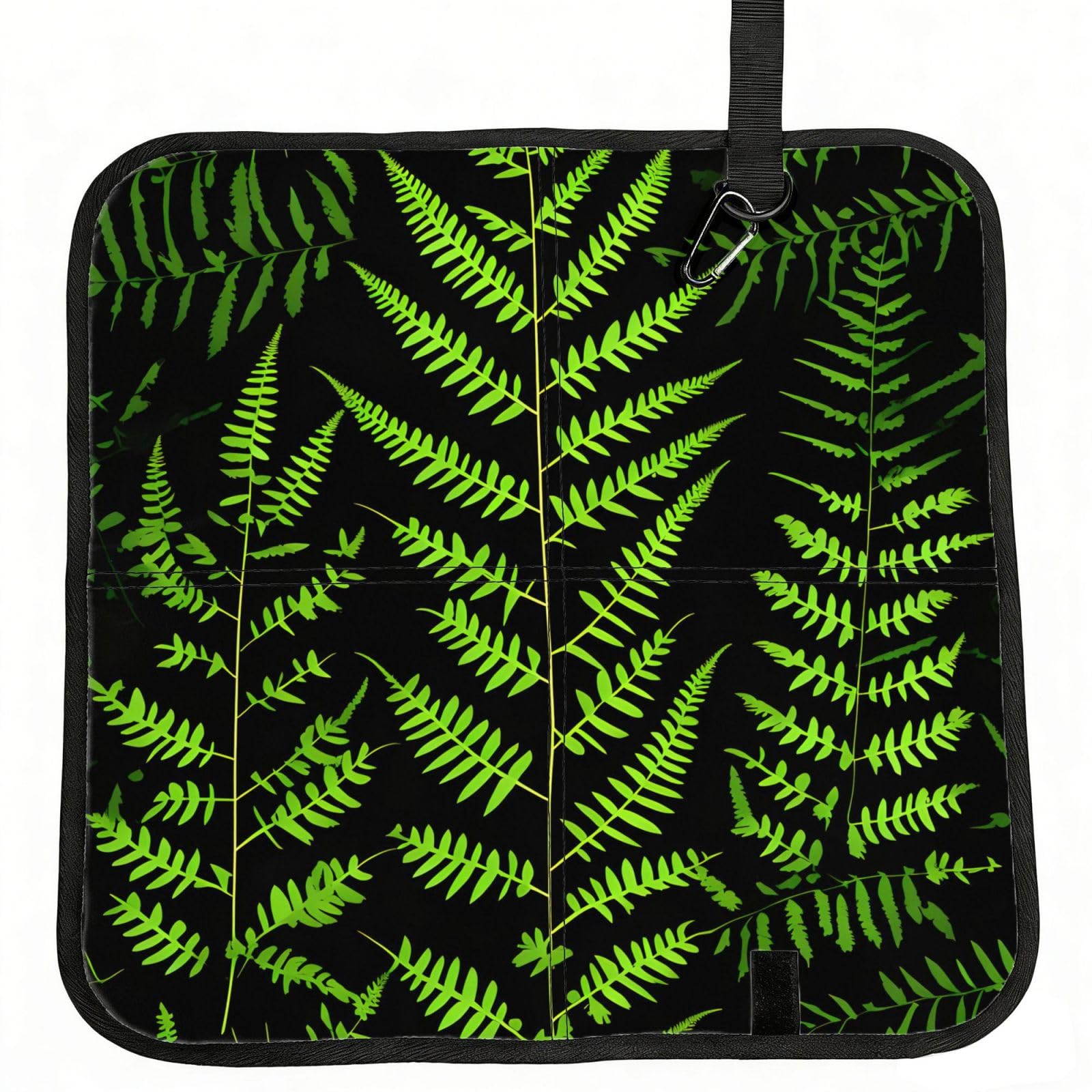 NImongt Natural Plant Silhouette Fern Leaf Print Portable Chair Pad Foldable Seat Cushion Outdoor Seating Office Picnic Camping