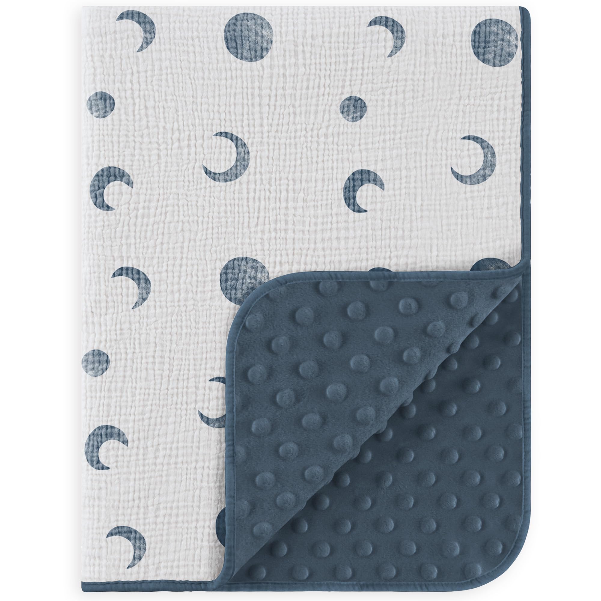 Susurration Baby Blanket for Unisex Boys Girls Soft Fluffy Crib Blankets with Muslin Cotton Front and Dotted Fleece Back