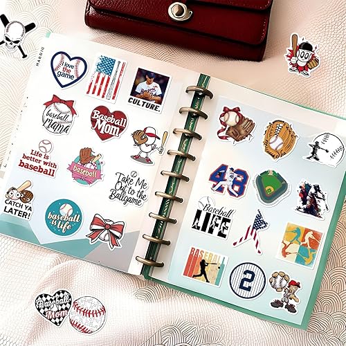 Miniatura 5 de 102 calcomanías de béisbol para álbumes de recortes, lindas calcomanías de vinilo motivacional impermeables para botellas de agua, cascos, equipaje,