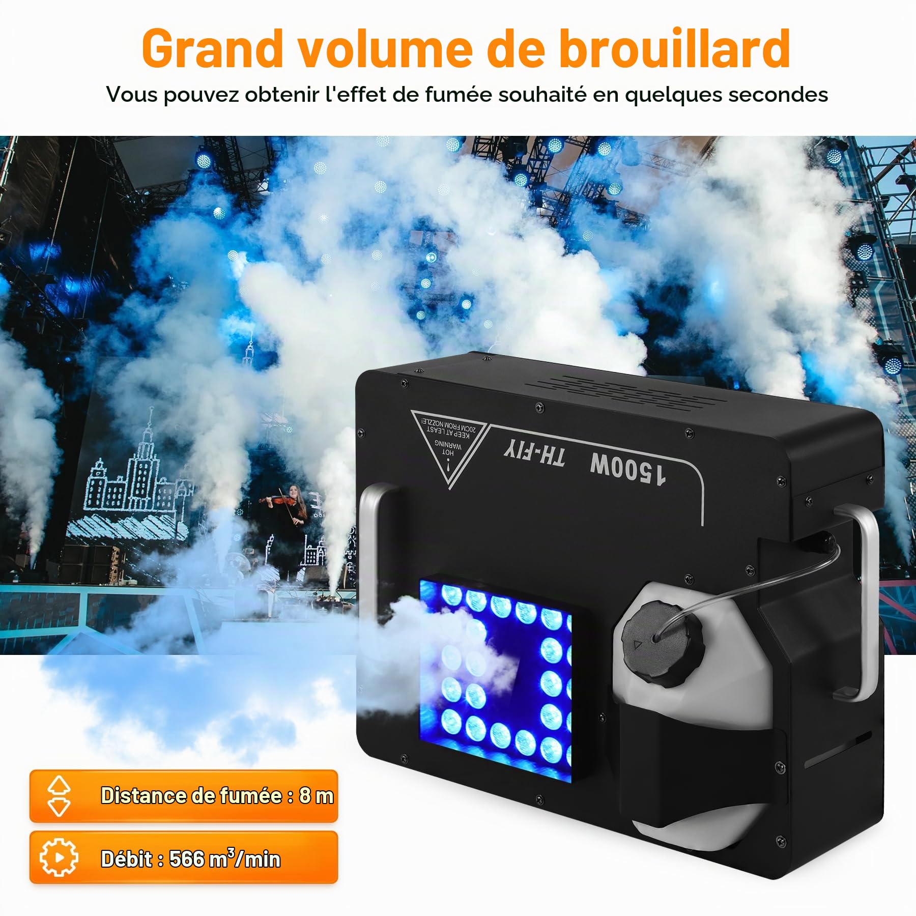 Lot de 2 Machines à Brouillard 1500W avec RGB 24 LED DMX & Télécommande