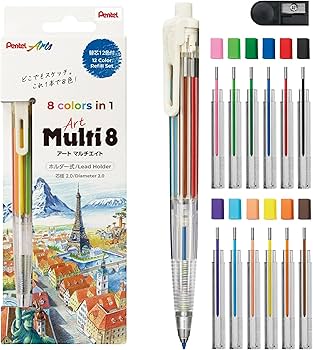 Amazon | ぺんてる アートマルチ8 色芯8色 替芯セット付 XPH804ST | 多