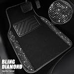 CARPASS Bling Rhinestones Diamond Universal Waterproof Car Floor Mat, Crystal Sparkling Shining Glitter Carpet with Anti-Slip PVC Heel Pad, Automotive for SUV,Sedan,Van,4pcs Girl Women Men (Black)