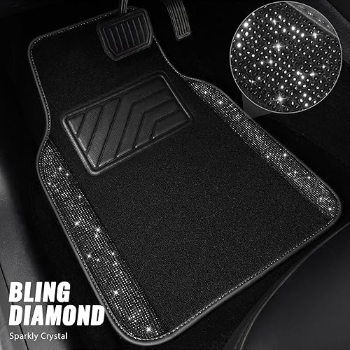 Miniatura 2 de CAR PASS - Tapete para suelo de automóvil con diamantes de imitación brillantes, impermeable y universal, tapete con brillantina de cristal con