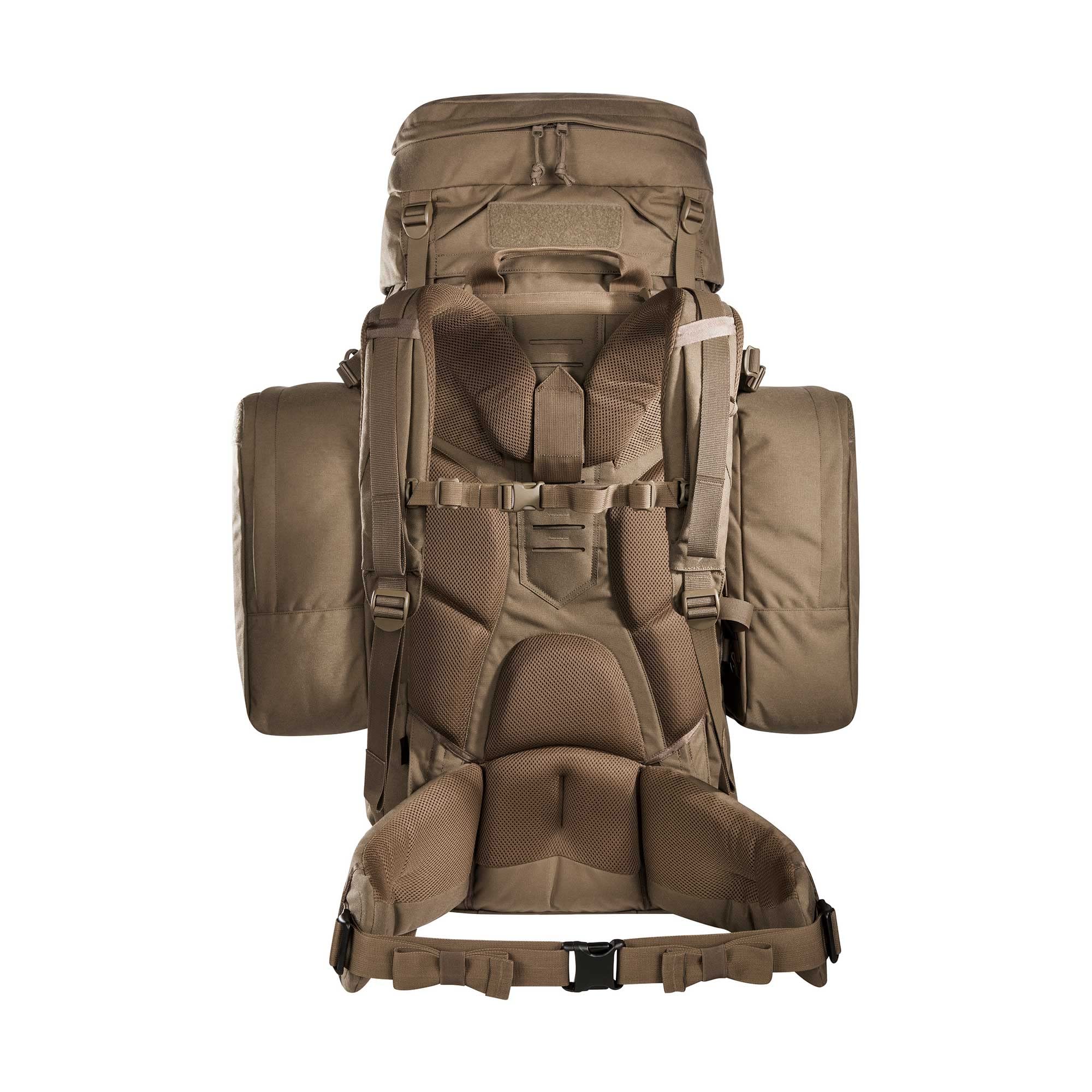Tasmanian Tiger TT Mil OPS Pack 80 + 24 Sac à dos militaire pour homme compatible Molle avec poches latérales amovibles 104 litres pour l'extérieur, Bushcraft, Coyote Brown