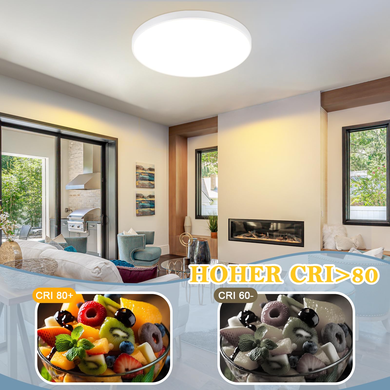Deckenlampe LED Deckenleuchte Badezimmer - 2ER 36W Dimmbar mit | Fernbedienung Schlafzimmerlampe 37CM Rund Flurlampe Decke IP44 Badlampe 3000K-6500K Wohnzimmerlampe für Flur Küche Bad
