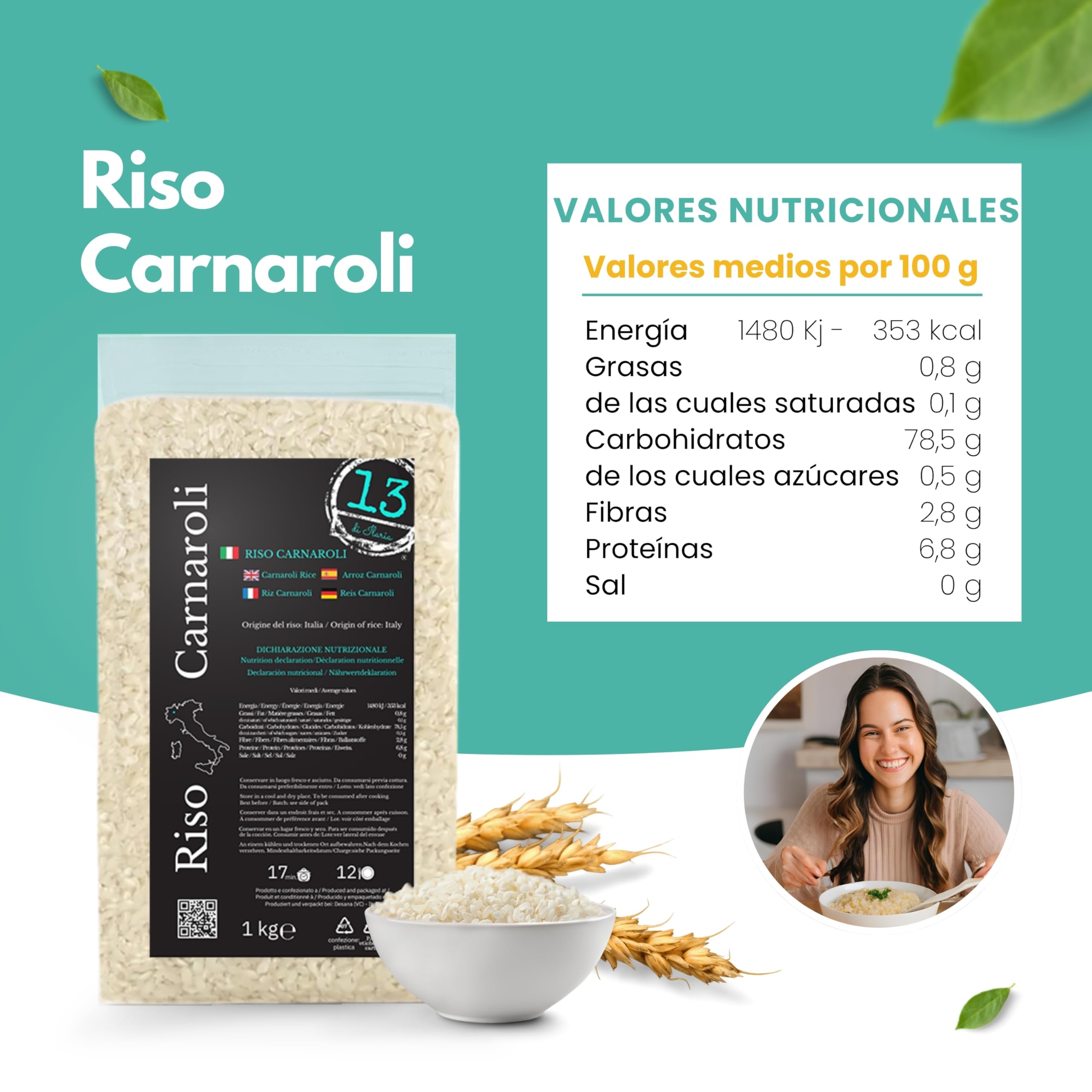 Arroz Carnaroli Italiano 2 kg (2x1 kg) – Ideal para Risotto