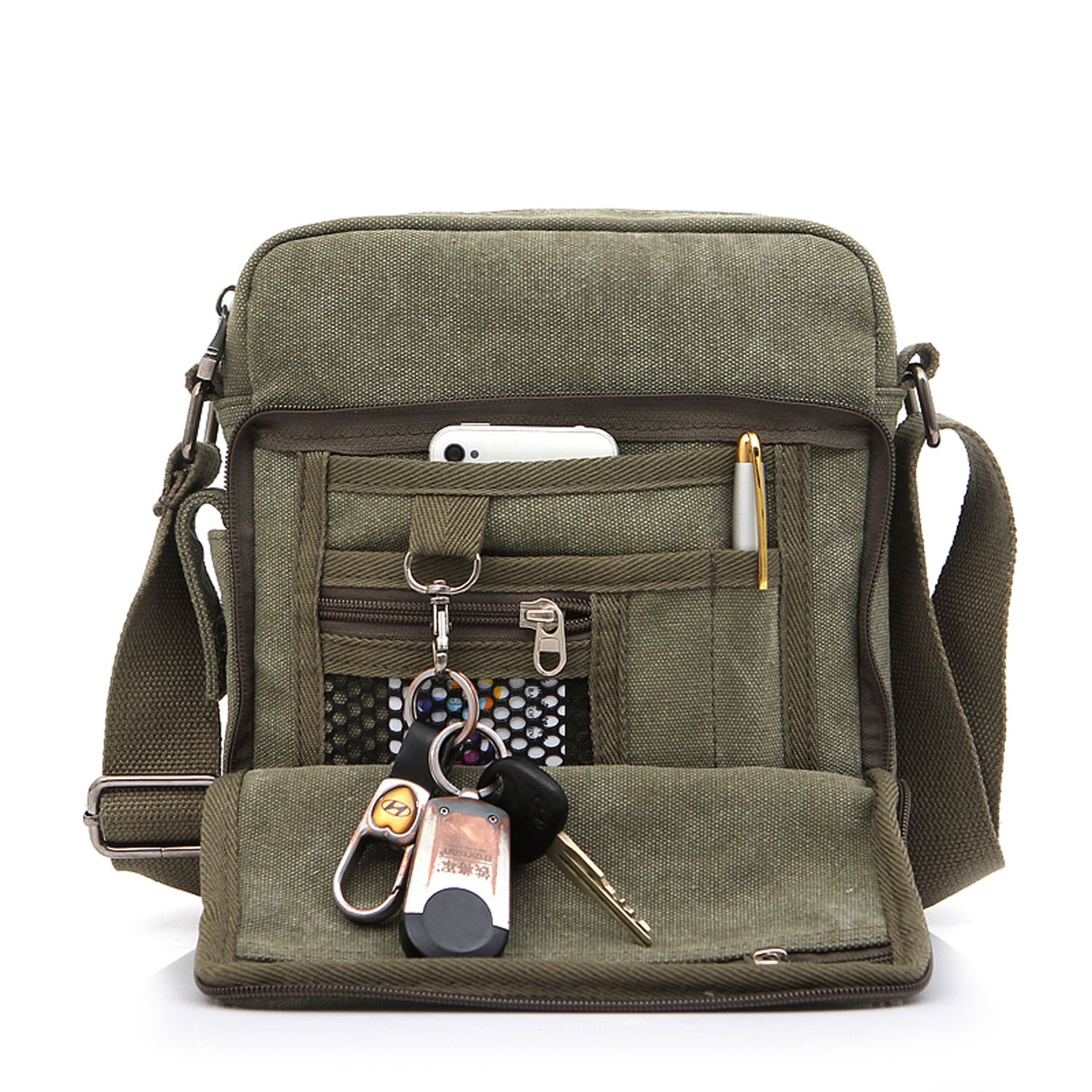 Bolso Bandolera Hombre Pequeño de Tela Vintage Messenger Bag para Colegio Universidad Libro Bolsa de Lona Originales de Viaje Sport