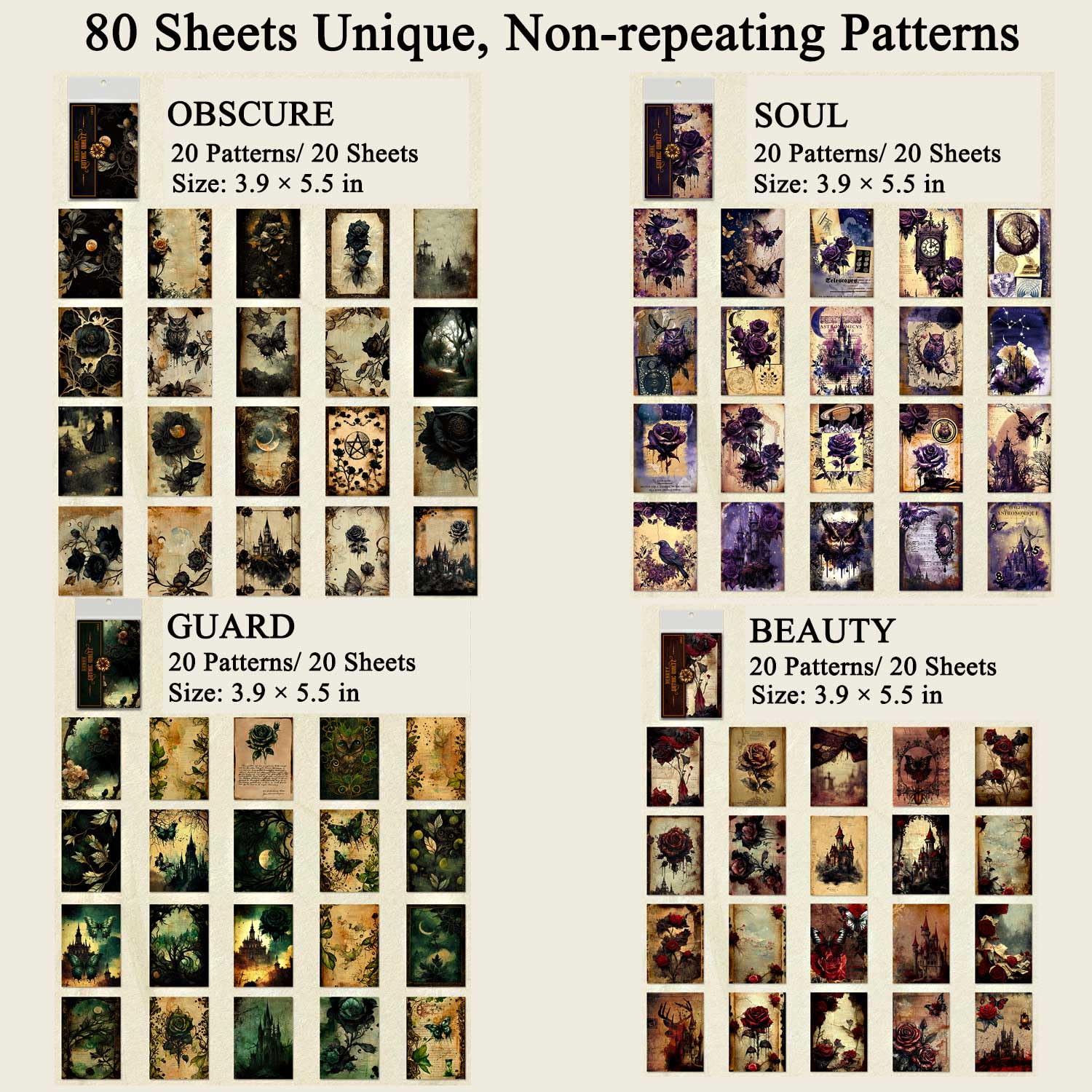Gothic Scrapbook Paper - 80 Sheets for Journaling -2