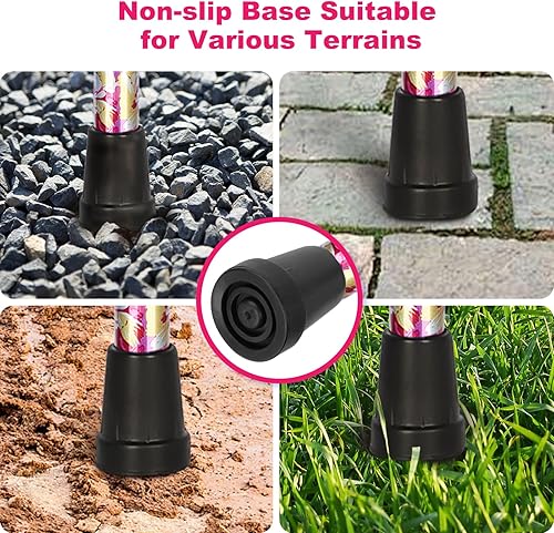 Miniatura 5 de MFE Bastón plegable, portátil de 5 niveles de altura ajustable con diseño plegable, correa de muñeca y mango en T para hombres y mujeres