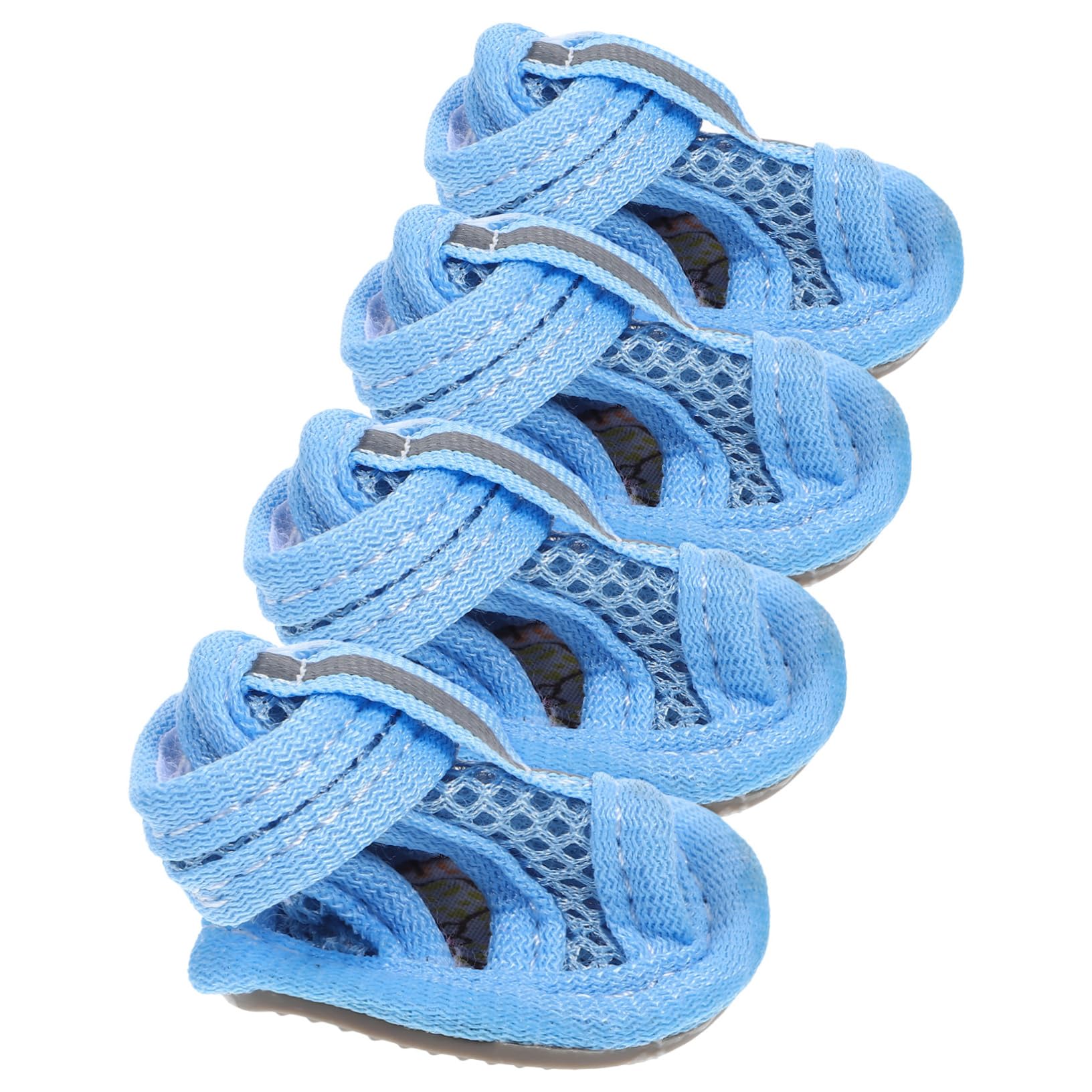 WOONEKY 4Pcs Mesh Dog Sandals, Breathable Mesh Cotton, Anti-Slip Summer Shoes for Dogs, Easy-Clean Paw Protectors for Outdoor Decks, Blue — image 1