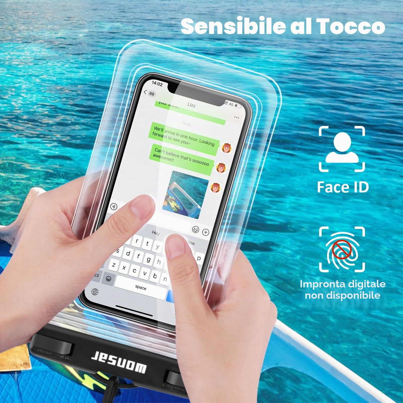 WONSAR borsa impermeabile, marsupio Custodia Smartphone, Porta Cellulare Subacquea Universale per Spiaggia Nuoto, Canottaggio, Pesca, Vela, Escursioni