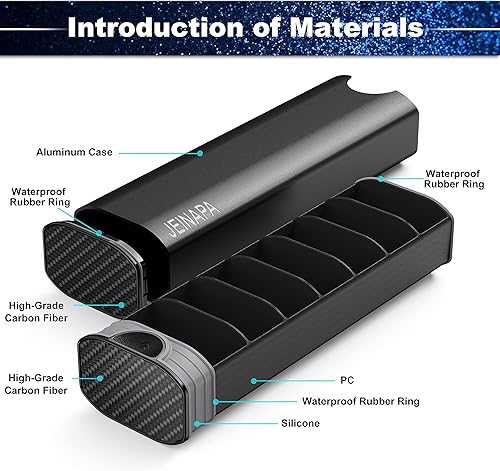 Miniatura 3 de JEINAPA Organizador semanal de pastillas de sellado de viaje aluminio de alta calidad y fibra de carbono caja de pastillas a prueba de humedad para