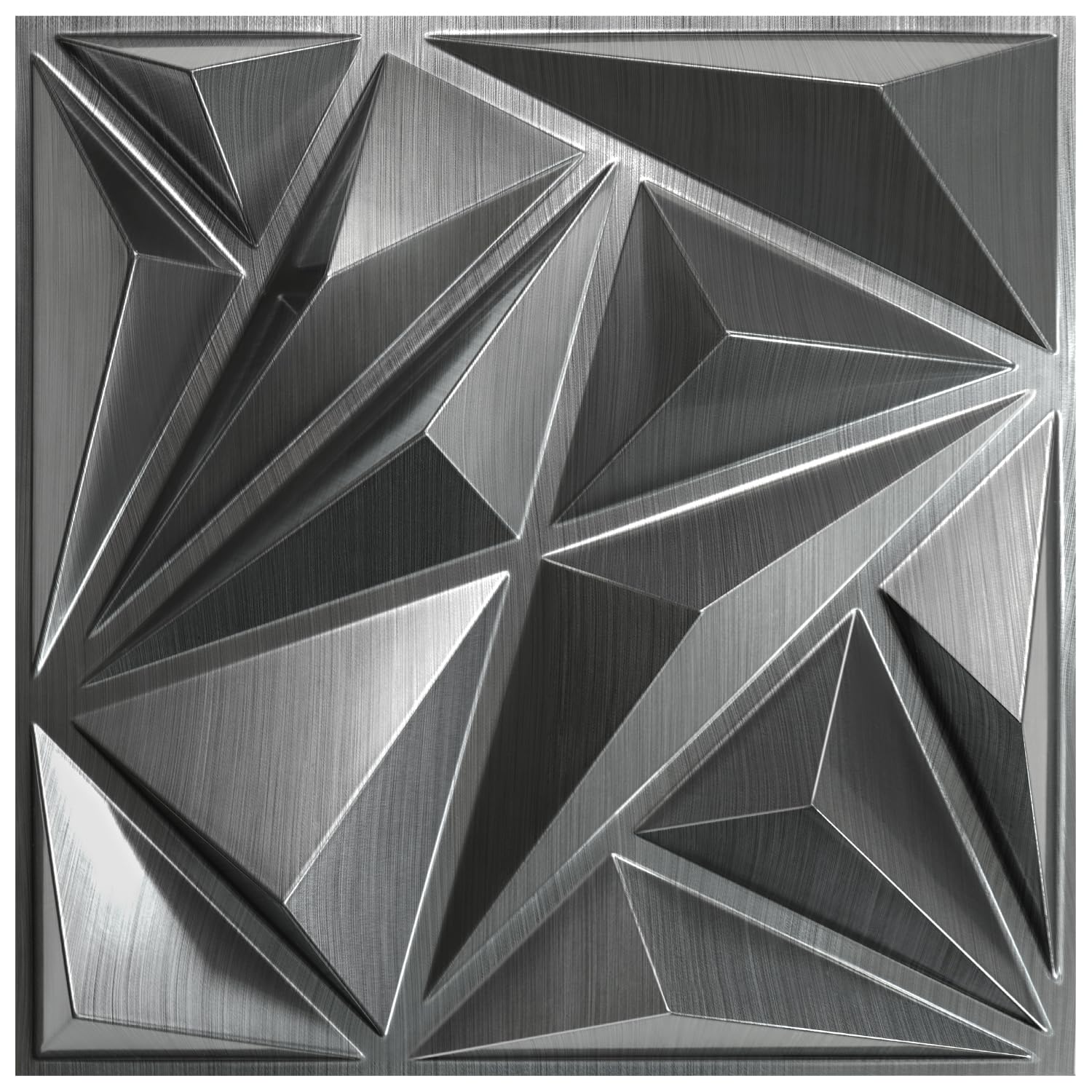 Brushed Silver 3D Wall Panels for Interior Wall Decor, 12''x12'' Diamond Accent Panels for Living Gaming Room, Bedroom, Office, 33 Pack