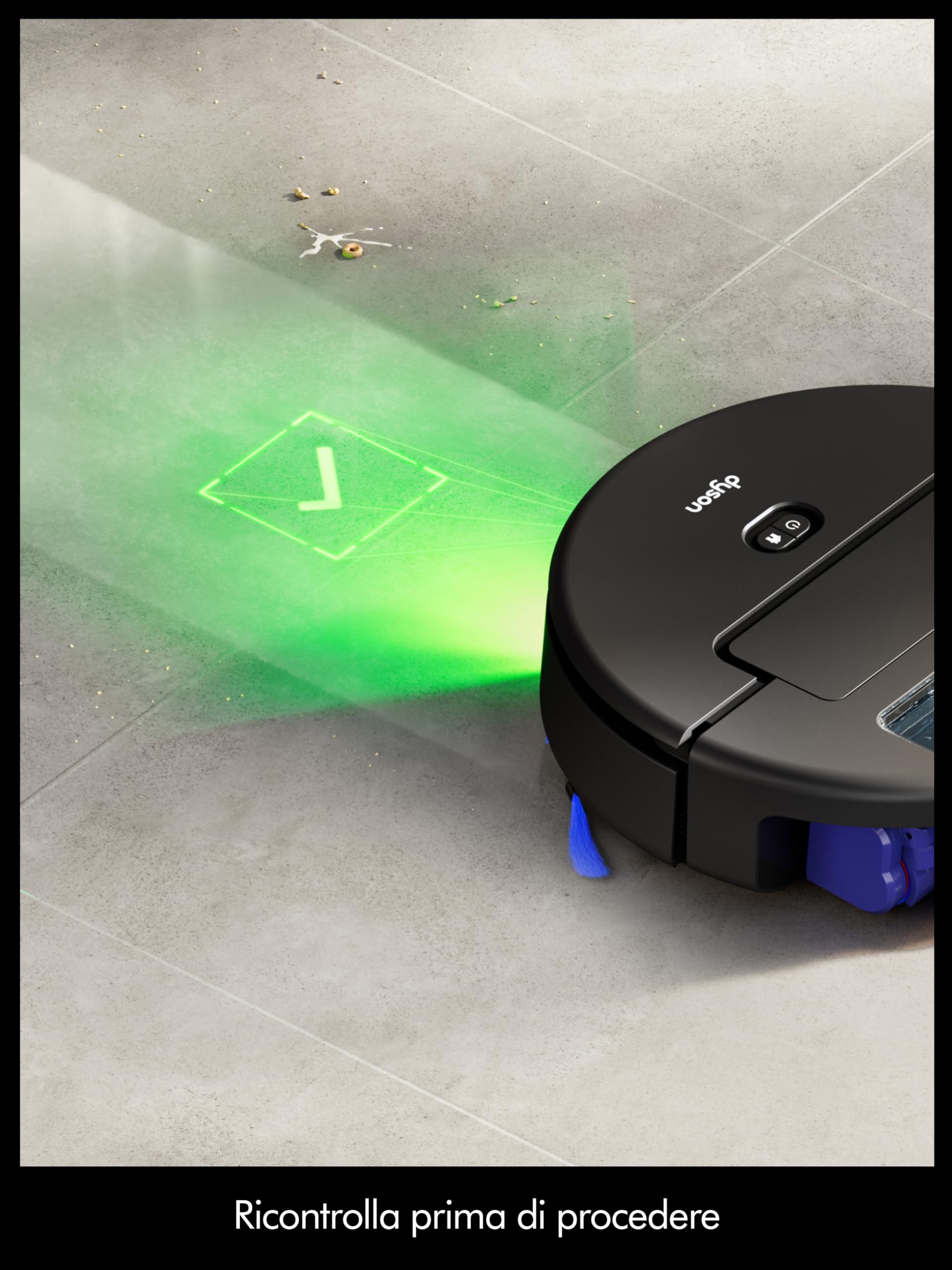 Dyson Spot+Scrub™ AI Robot aspirapolvere e lavapavimenti, 18.000 Pa, 200 min autonomia, auto‑svuotamento, base 3 L, rullo autopulente e filtrazione igienica 0,1 micron (Nero/Blu)