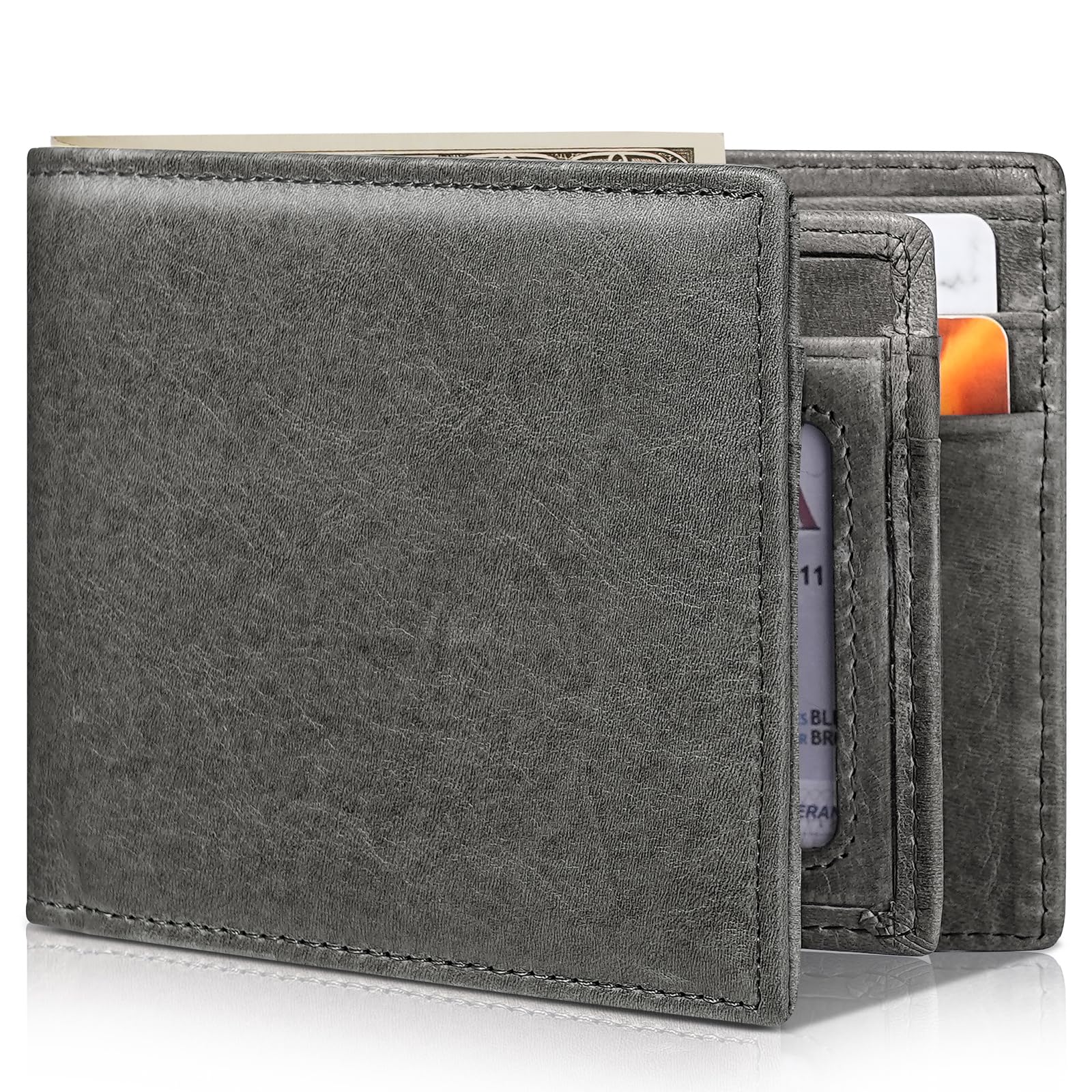 Artpaxy Mens Wallet Bifold Genuine Leather RFID Blocking Wallet for Men with 1 ID Windows 13 Card Holders 2 cash pockets 1 Gift Box
