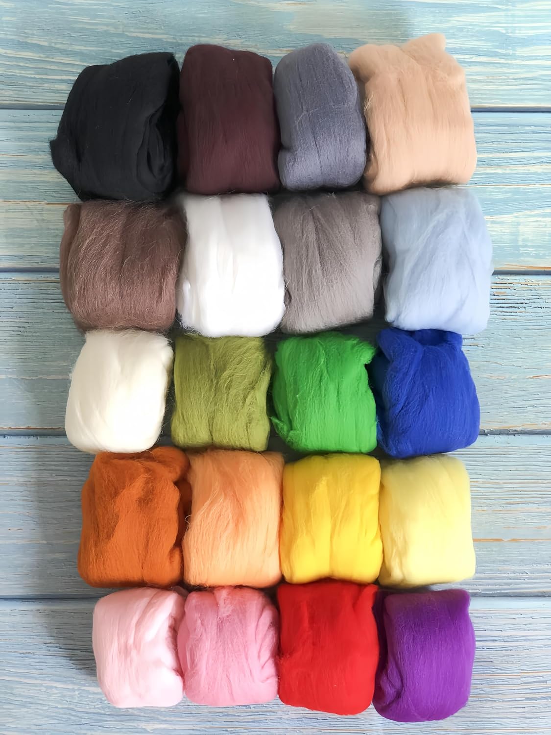 Wool Roving for Needle Felting,20 Colors Total 250G/8.8OZ,100% Natural New Zealand Wool,Fine Wool for Felting Yarn Craft Supplies, Wet Felting & Spinning Needlecrafts for Starter Beginner