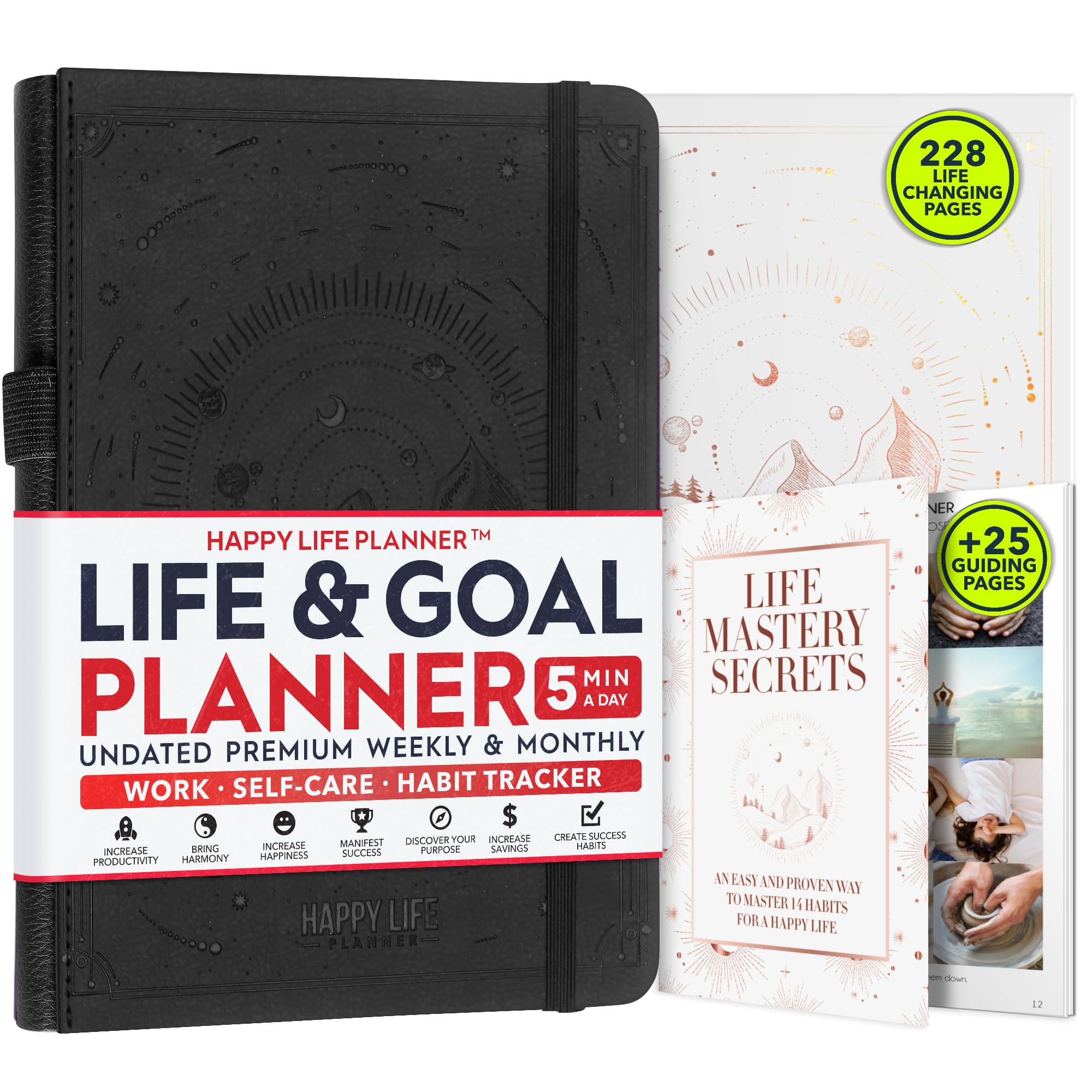 Life Mastery Planner - A 12 Month Journey to Crush Your Goals, Increase Productivity, Passion, Success & Happiness - Weekly & Monthly Life Planner, Habit-Tracker, Gratitude Journal & Organizer, A5
