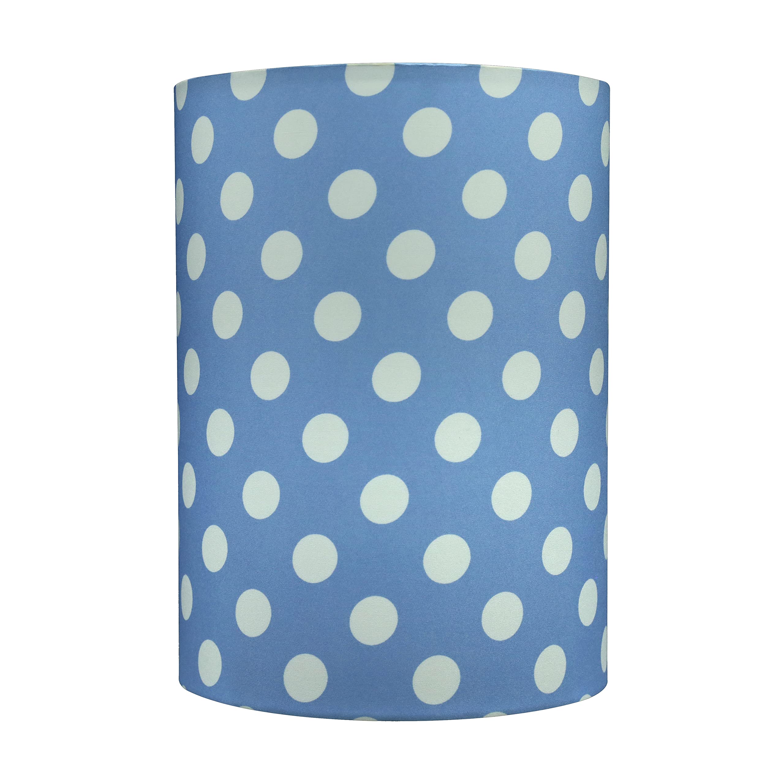 Aspen Creative 31296 Contemporary Drum (Cylinder) Shaped Spider Construction Lamp Shade in Blue with White Dot, 8" wide (8" x 8" x 11")