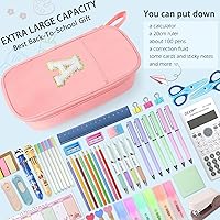 Vista 6 de Estuche Grande para Lápices, Bolsa de Lápices de Gran Capacidad, Bolsa de Lápices Personalizada con Inicial con Cremallera Suave, Múltiples