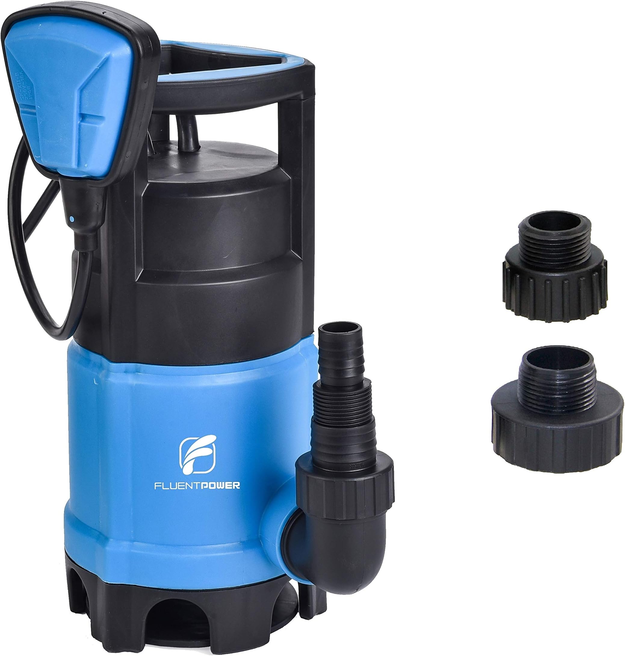 FLUENTPOWER 3/4 HP Sump Pump with Max Flow 3300 GPH for Dirty/Clean Submersible Water Pump, Voidable Float Switch Function, Included 3/4" Garden Hose Connector for Pond, Garden, Swimming Pool