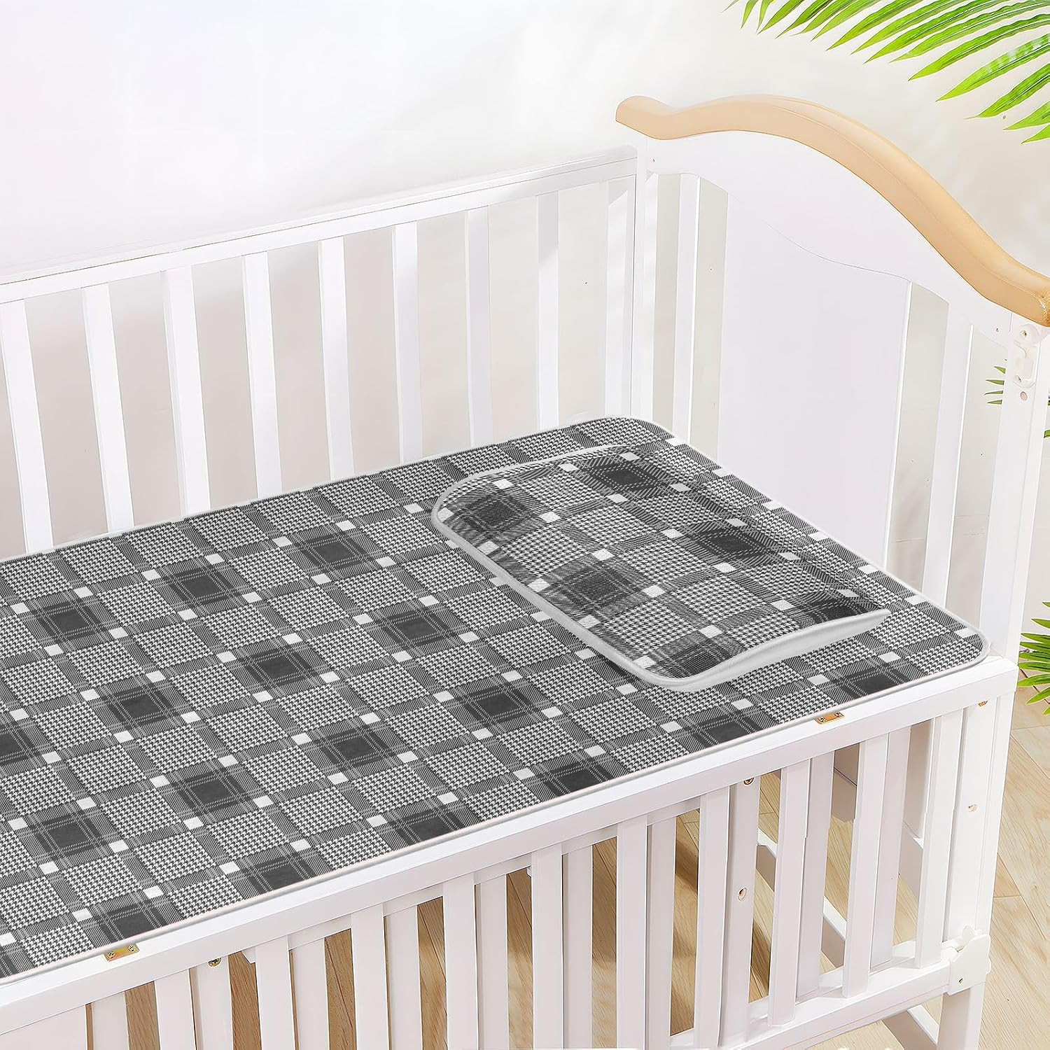 Cooling Baby Toddler Bed Mattress 28" x 52" Ultra Soft Striped Checkered Houndstooth Black White Pads for Bed Washable for Baby&Toddler