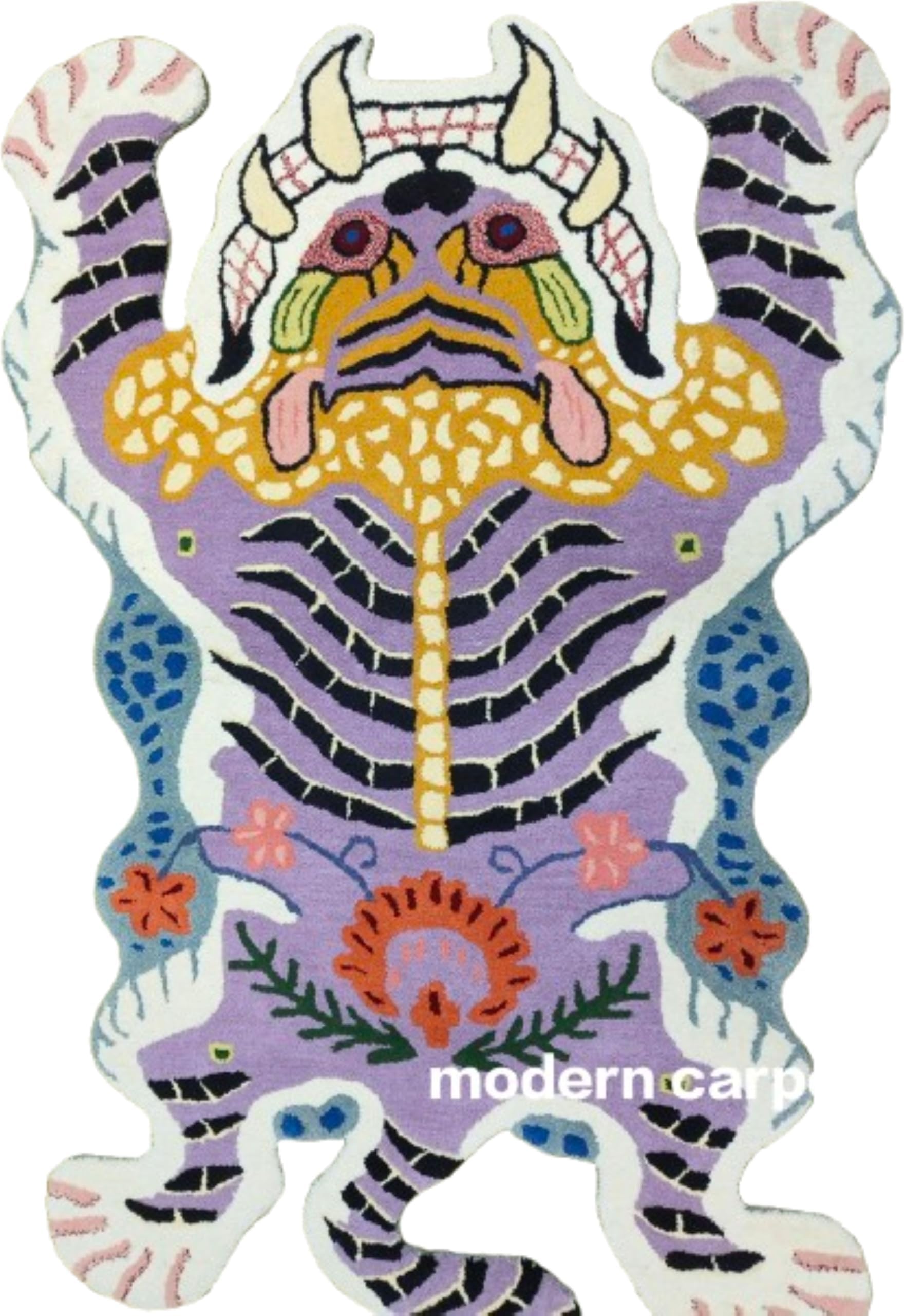 Tibetan Tiger Rugs Colorful Modern Carpets Handwoven Boho Animal Design Soft Area Rug for Living Room Kids Room Bedroom or Office Decor by Modern Carpet
