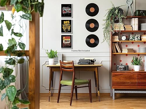 Miniatura 6 de TOCDGOO Arte de pared retro de los años 90, impresiones de boombox y cassette, pósteres de lienzo con temática de música vintage para bar,