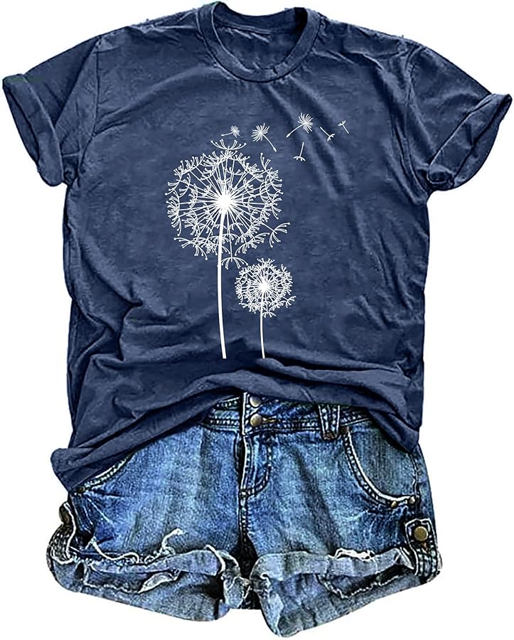 Womens Graphic Tees Dandelion Shirt Women Floral T Shirts Scatter Kindness T Shirt Funny Cute Flower Tops - image 1