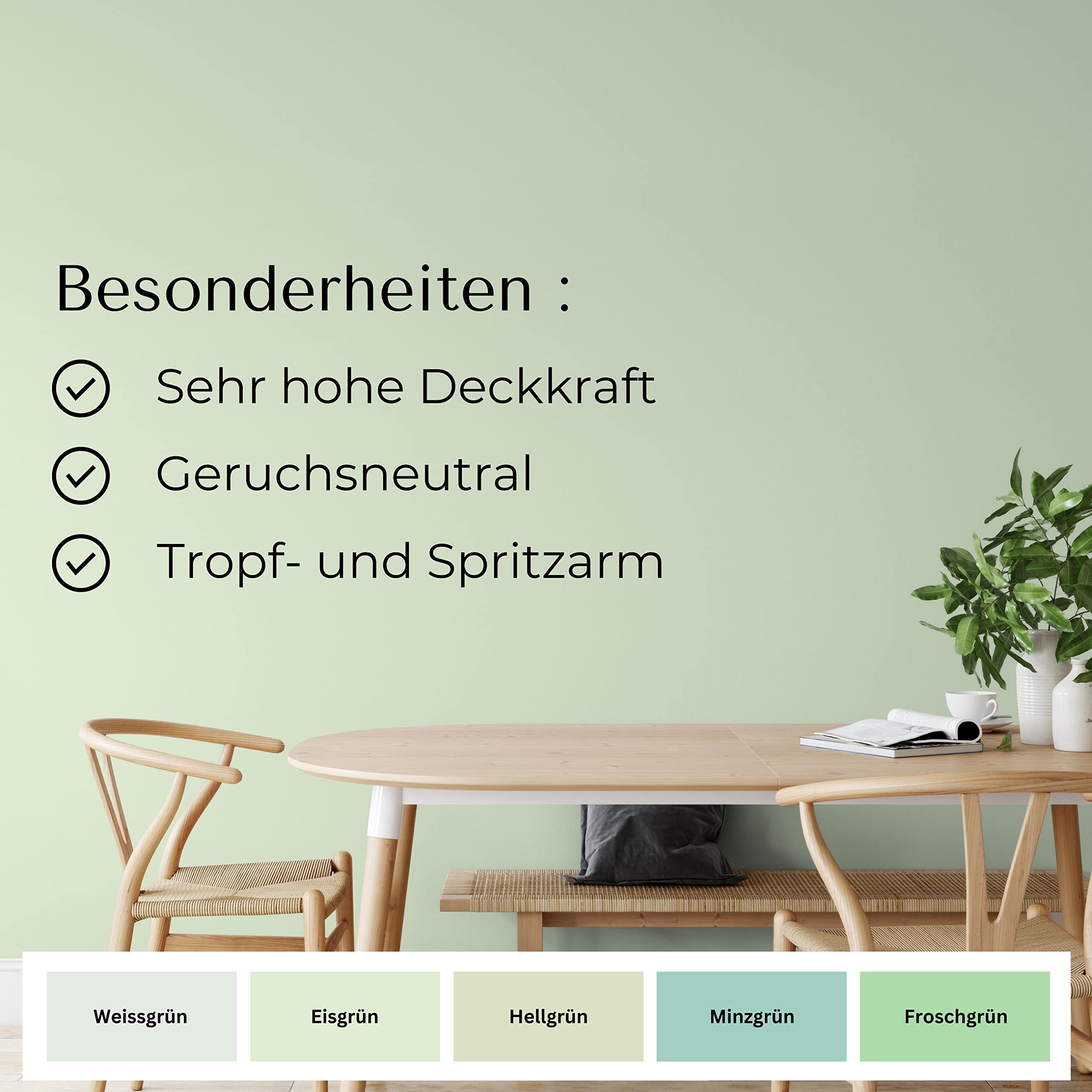 Fühl Dich Wohl Wandfarbe Grün Eisgrün hohe Deckkraft matt hochdeckend 5l