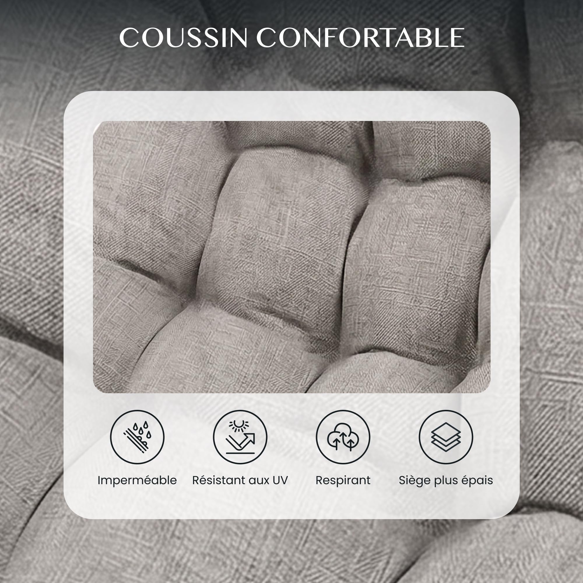 FLEXISPOT Fauteuil à Bascule Confortable avec Coussin & Appui-Tête, Chaise Longue Relax à Balancement Doux, Style Naturel et Chaleureux, pour Salon, Balcon, Terrasse et Jardin – Brun Lin